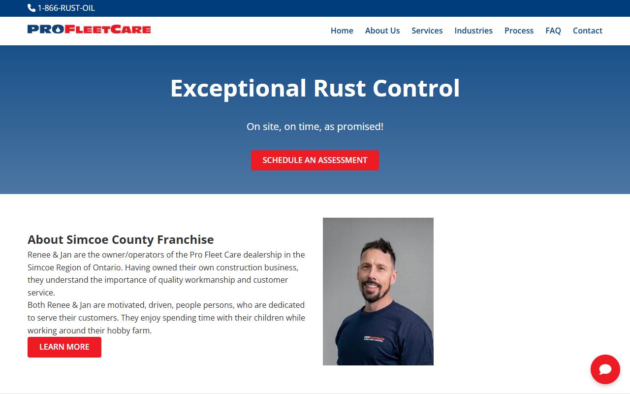 Pro Fleet Care Simcoe County concept website homepage